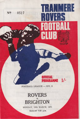 Tranmere Rovers v Brighton & Hove Albion Match Programme 1971-03-15